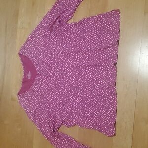 Sleep Sense Pink White Polkadot Long Sleeve Pajama Shirt 3X